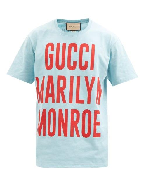 Gucci - Gucci Marilyn Monroe-print Cotton T-shirt - Mens - Blue Multi