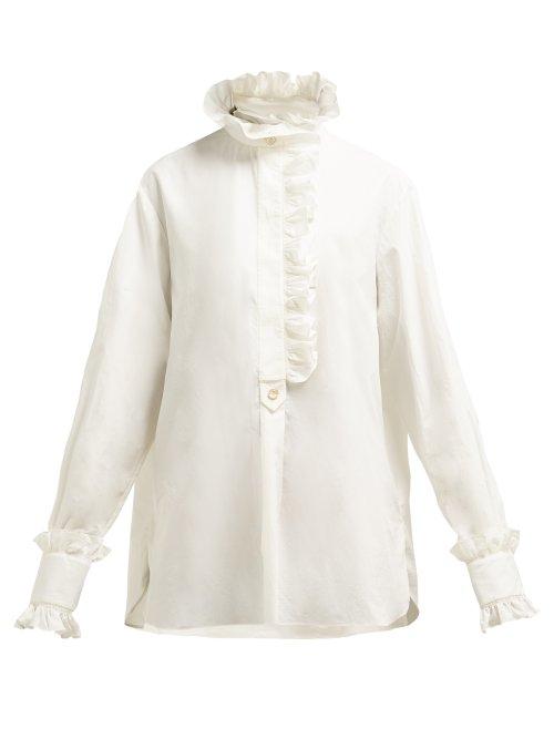 Matchesfashion.com Gucci - Ruffled Cotton Poplin Shirt - Womens - White