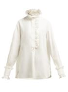 Matchesfashion.com Gucci - Ruffled Cotton Poplin Shirt - Womens - White