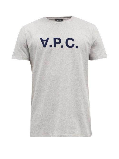 Mens Rtw A.p.c. - Vpc Logo-flocked Cotton-jersey T-shirt - Mens - Grey