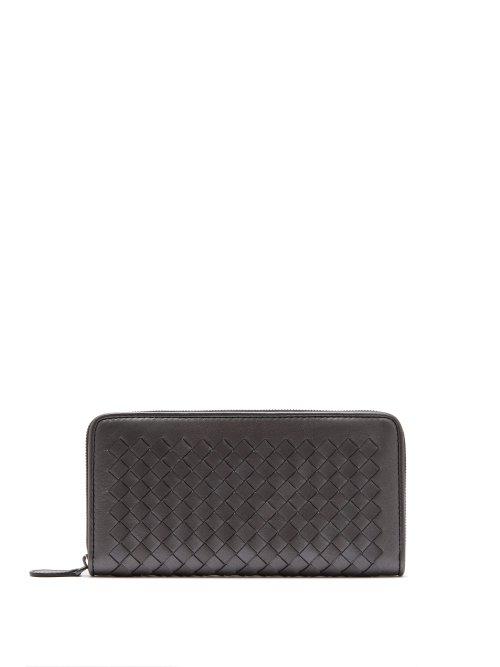 Matchesfashion.com Bottega Veneta - Intrecciato Continental Leather Wallet - Womens - Silver