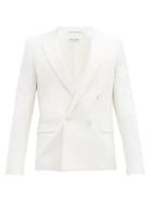 Matchesfashion.com Saint Laurent - Double-breasted Jacquard-striped Wool Suit Jacket - Mens - White