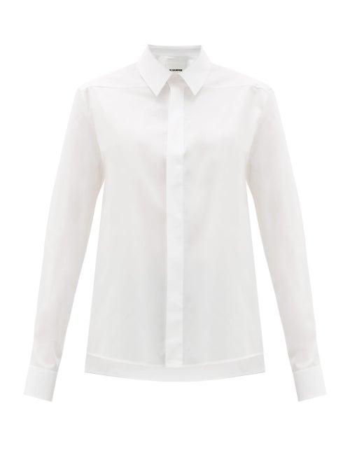 Matchesfashion.com Jil Sander - Concealed Placket Cotton-poplin Shirt - Womens - White