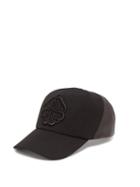 Matchesfashion.com Alexander Mcqueen - Logo Embroidered Lather Panelled Cotton Cap - Mens - Black