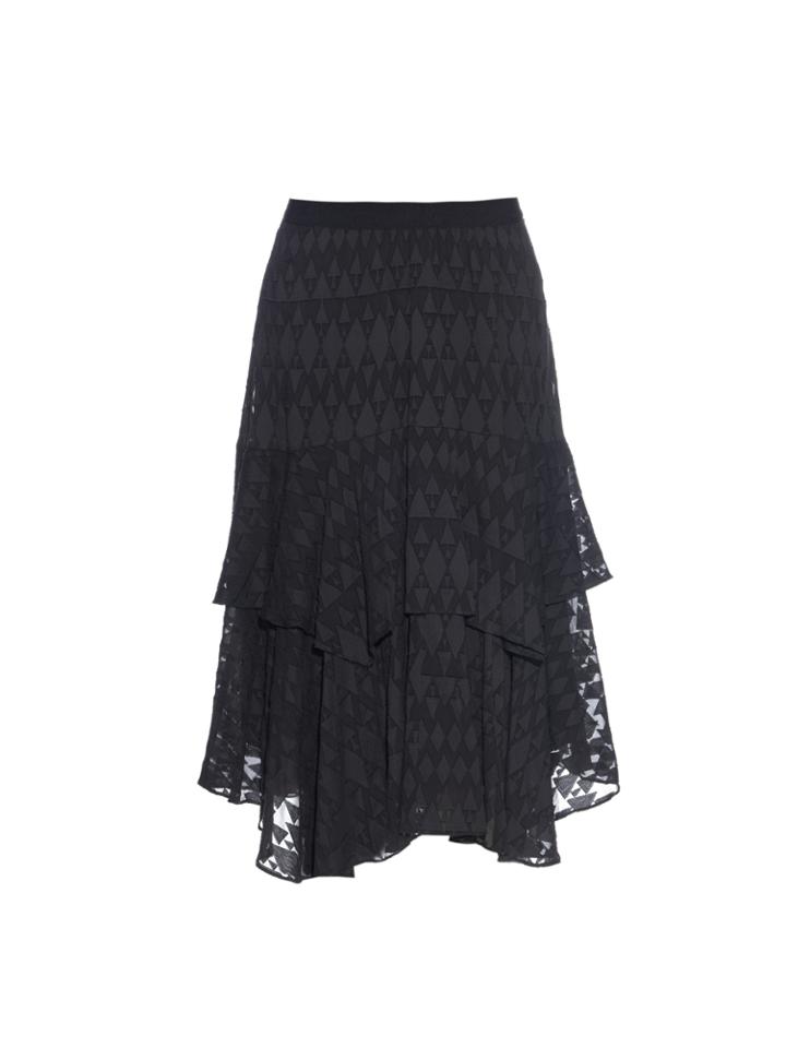 Rebecca Taylor Triangle-jacquard Ruffled Tiered Skirt