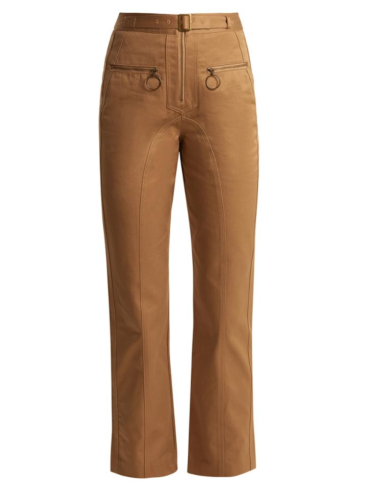 Self-portrait High-rise Cotton Straight-leg Trousers