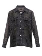 Matchesfashion.com Needles - Floral-print Raw-edge Crepe Shirt - Mens - Black