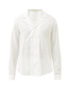 Mens Rtw Smr Days - Paloma Cuban-collar Striped Cotton-blend Shirt - Mens - White