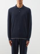 Arch4 - Swansea Cashmere Long-sleeved Polo Shirt - Mens - Navy