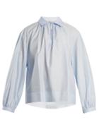 Matchesfashion.com Stella Mccartney - Gathered Cotton Poplin Shirt - Womens - Blue
