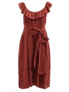 Loup Charmant - Cirrus Ruffled Cotton-gauze Midi Dress - Womens - Copper