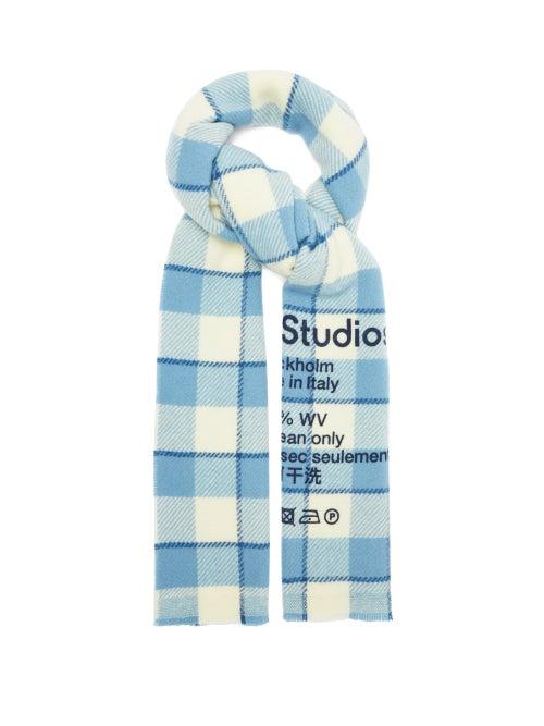 Acne Studios - Cassiar Narrow New Checked Wool Scarf - Womens - Blue White