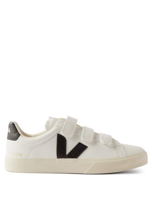 Veja - Recife Velcro Leather Trainers - Mens - White Black