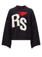 Matchesfashion.com Raf Simons - Rs Intarsia Oversized Cropped Wool Sweater - Mens - Navy