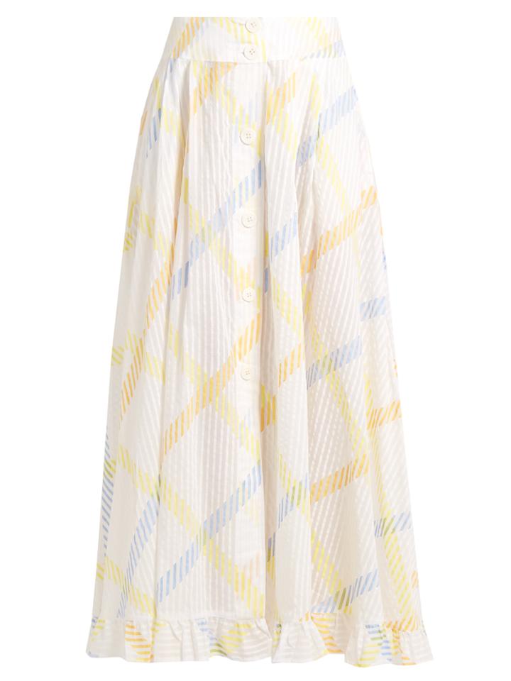 Thierry Colson Romane Stripe-print Cotton-voile Skirt