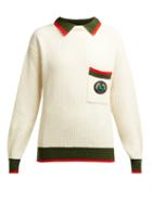 Matchesfashion.com Burberry - Olivine Wool Blend Sweater - Womens - White Multi