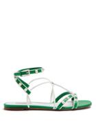 Matchesfashion.com Valentino - Free Rockstud Leather Sandals - Womens - Green White