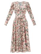 Matchesfashion.com Paco Rabanne - Gathered Paisley And Floral-print Satin Dress - Womens - Light Pink