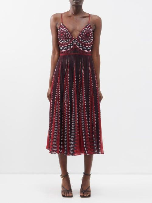 Altuzarra - Oceanid Pleated Jersey Midi Dress - Womens - Red Multi