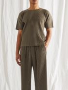 Homme Pliss Issey Miyake - Technical-pleated T-shirt - Mens - Green