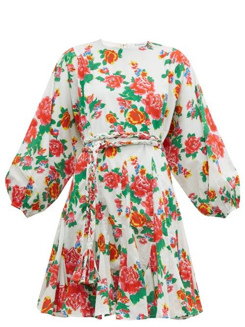 Matchesfashion.com Rhode - Ella Floral Print Cotton Mini Dress - Womens - Pink Print