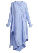 Matchesfashion.com Palmer//harding - Asymmetric Striped Shirt Dress - Womens - Blue