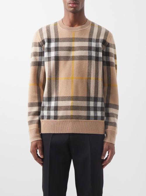Burberry - Nixon Check-jacquard Wool-blend Sweater - Mens - Camel Check