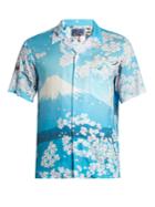 Blue Blue Japan Japan-print Short-sleeved Cotton Shirt