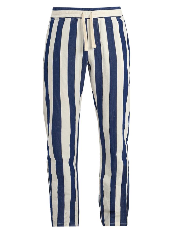The Gigi Striped Cotton-linen Blend Trousers