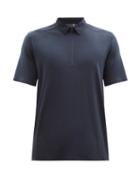 Mens Activewear Veilance - Frame Zipped Merino-wool Blend Jersey Polo Shirt - Mens - Navy