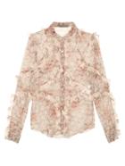 Alexander Mcqueen Floral-print Ruffled Silk Blouse