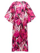 Matchesfashion.com La Doublej - Sorella Peony-print Hammered-satin Dress - Womens - Pink Multi