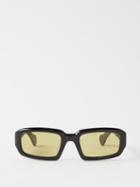Port Tanger - Mektoub Rectangular Sunglasses - Womens - Black Green