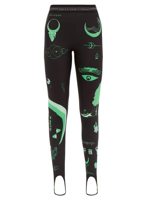 Matchesfashion.com Marine Serre - Shamanic Print Stretch Jersey Leggings - Womens - Black Green