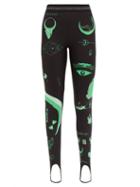 Matchesfashion.com Marine Serre - Shamanic Print Stretch Jersey Leggings - Womens - Black Green