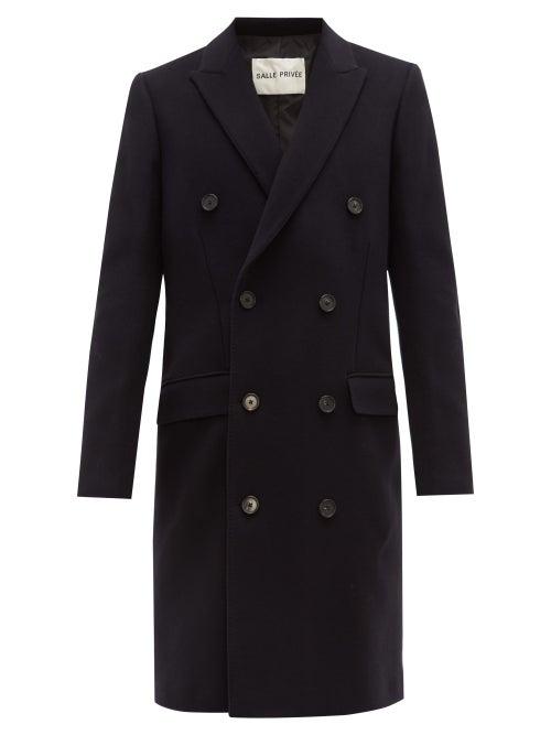 Matchesfashion.com Salle Prive - Ives Double Breasted Wool Blend Overcoat - Mens - Navy