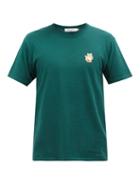 Maison Kitsun - All Right Fox-patch Cotton-jersey T-shirt - Mens - Dark Green