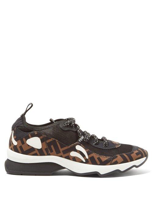 Matchesfashion.com Fendi - Freedom Ff Print Panelled Trainers - Womens - Black Brown