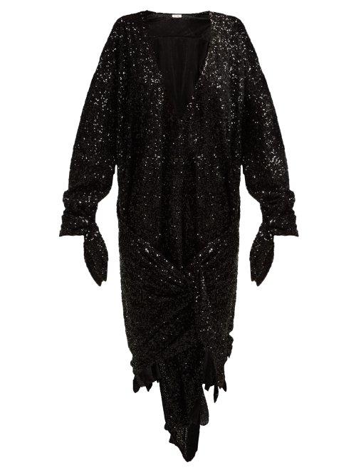 Matchesfashion.com Attico - Tie Front Sequined Dress - Womens - Black