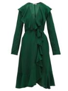 Matchesfashion.com Mes Demoiselles - Exauce Ruffled Silk-satin Dress - Womens - Green