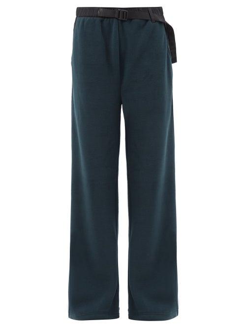 Holden - High-rise Belted Fleece Wide-leg Track Pants - Womens - Dark Navy