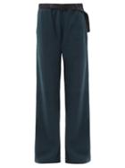Holden - High-rise Belted Fleece Wide-leg Track Pants - Womens - Dark Navy