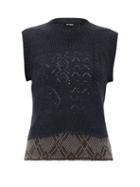 Matchesfashion.com Raf Simons - Contrast-hem Merino-wool Vest - Womens - Navy