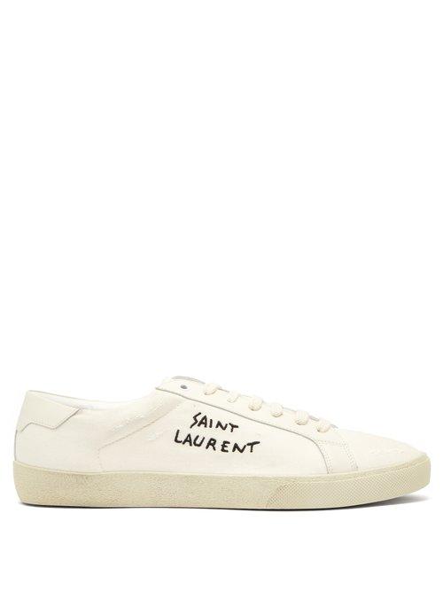 Matchesfashion.com Saint Laurent - Court Classic Low Top Canvas Trainers - Mens - White