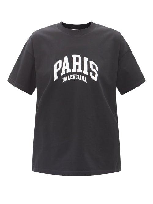 Balenciaga - Logo-print Cotton-jersey T-shirt - Womens - Black White