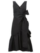 Matchesfashion.com Rebecca Taylor - Ruffled Taffeta Wrap Dress - Womens - Black