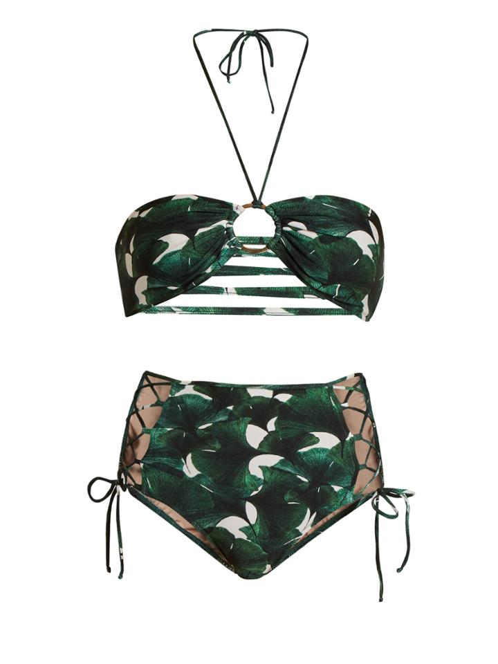 Adriana Degreas Ginkgo Print Bandeau Bikini