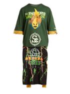 Matchesfashion.com Noki - Matchstick Print Cotton T Shirt Dress - Womens - Green Multi