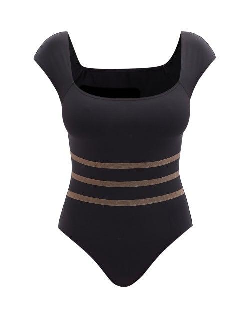Eres - Mariniere Scoop-neck Striped Swimsuit - Womens - Black