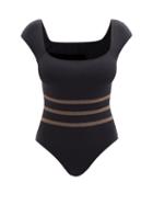 Eres - Mariniere Scoop-neck Striped Swimsuit - Womens - Black